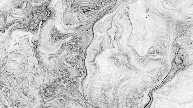 Abstract organic fluid textures drift smoothly across a monochrome surface, forming soft ink-like patterns inspired by liquid motion and subtle abstract flow.