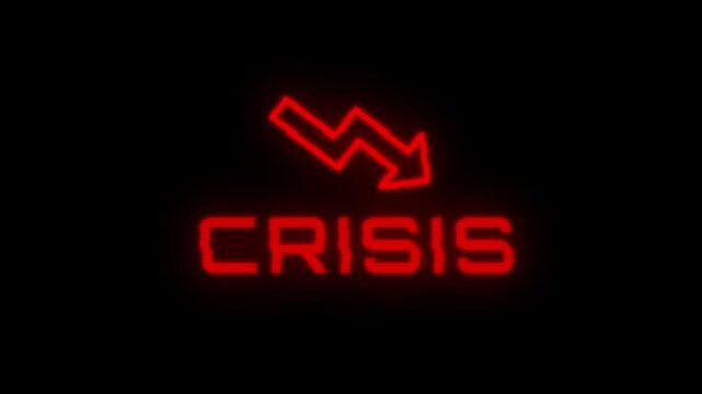 Crisis Red Alert Animation with Downward Arrow Symbol
Breaking News Emergency Screen for War and Economic Collapse Reports