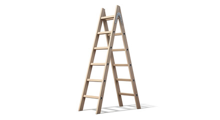 Wooden step ladder isolated standing upright on transparent background cutout png image © Uhartist35