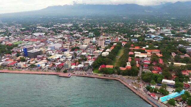 Dumaguete City, Philippines Aerial View of Rizal Boulevard and Coastal Skyline