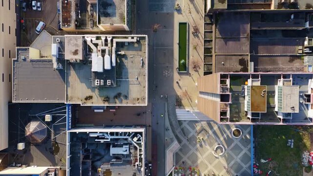 Aerial top-down view of Basildon, UK, featuring urban streets and a construction site