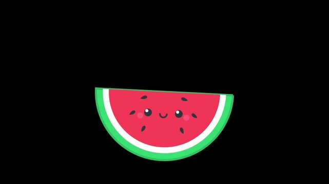 Smiling cartoon watermelon character. 4K Video