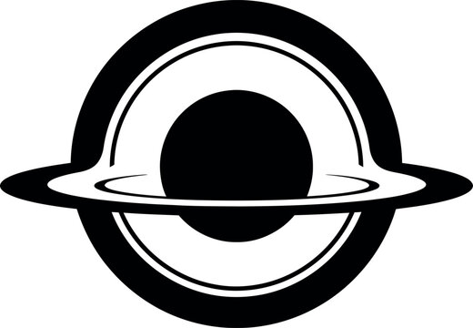 Stylized black hole illustration with accretion disk and event horizon