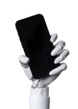 Artificial Intelligence Robotic Arm Showing Mobile Phone Display Mockup