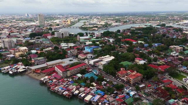 Iloilo cityscape city aerial drone view Philippines 