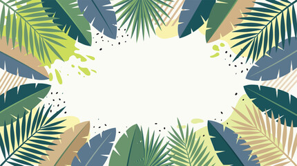 Tropical leaves frame design with copy space and abstract shapes