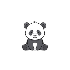 Obraz premium Cute baby panda with adorable mood sitting in minimal flat cartoon style against white background with copy space
