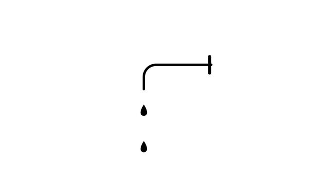 Water drops falling from a tap line drawing. 4K Video