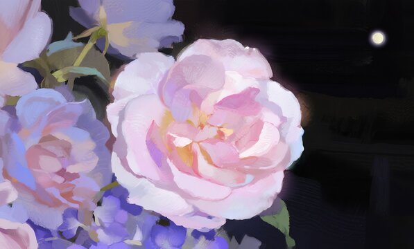 Glowing Purple Blossom Macro Against Dark Dramatic Background - Spiritual and Healing Meditation Visual