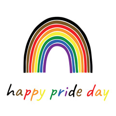 Colorful rainbow shape Gay pride flag Happy pride day LGBTQ community Pride Month Vector hand drawn doodle for posters, stickers, logo, cards