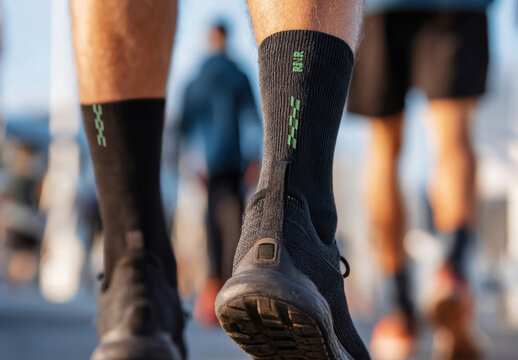 Athletic Socks Mockup On Active Feet PSD