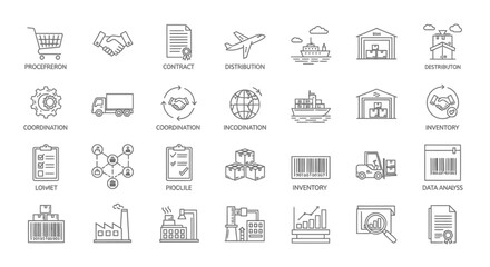 Large Line Icon Collection for Business Technology Communication Finance Marketing and Office Work Presentation Infographic Design Elements Set
