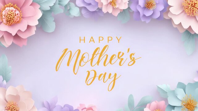 Elegant pink floral frame illustration with spring blossoms on a white background for  happy mother's Day greetings