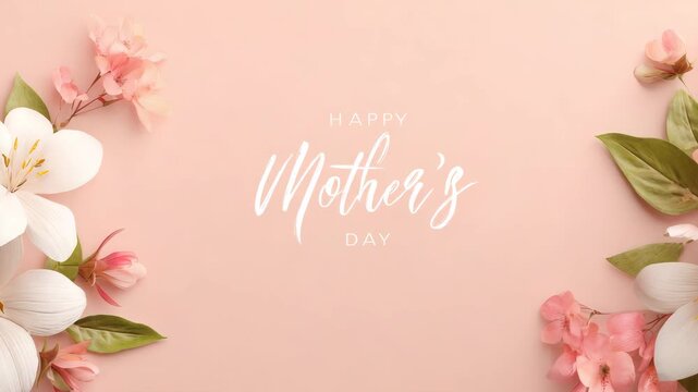 A beautiful floral design featuring a pink rose border and frame with falling petals and a heart for mothers day greeting card vector illustration