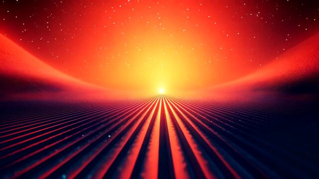 Vibrant Sunset Over Undulating Red Landscape