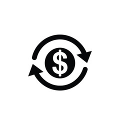 Black dollar sign with circular arrows currency money