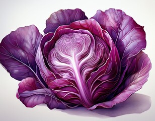 Obraz premium red cabbage isolated on a white studio background generative ai