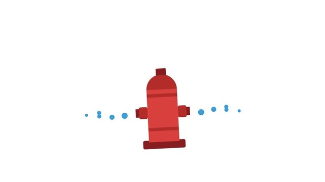 Animated fire hydrant water splash. 4K Video