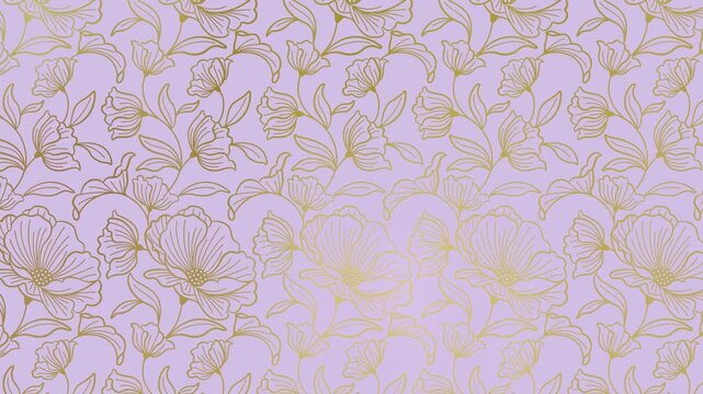 藤色を背景に色が変化する花柄・背景動画