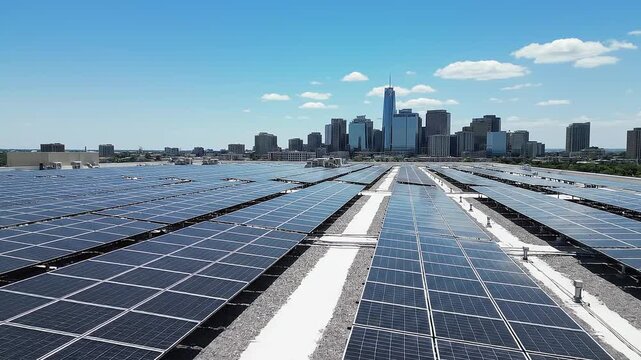 Commercial Building Rooftop with Solar Panel Installation
