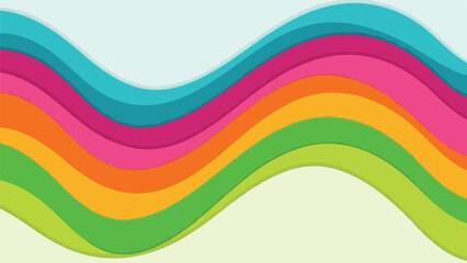 Colorful, wavy stripes of varying widths and hues on a soft-toned backdrop © Darna