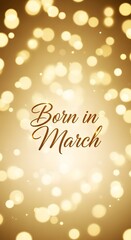 Fototapeta premium Birthday Celebration in March with Sparkling Golden Background and Lights