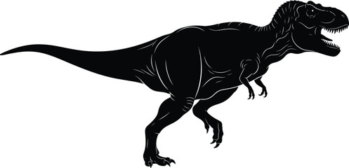 Tyrannosaurus rex silhouette illustration, prehistoric dinosaur animal profile isolated on white background for science, history, and wildlife design © MstFatema