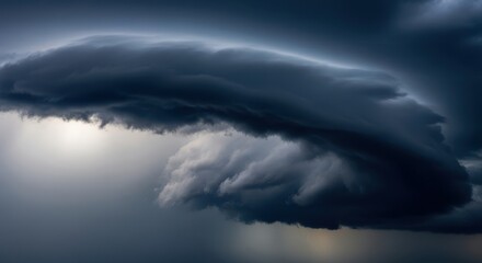 Fototapeta premium Dramatic view of a swirling, dark atmospheric cloudscape suggesting severe weather, potential danger, wind, and heavy rainfall approaching swiftly, cloud, dangerous, wind
