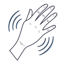 Obraz premium Hand waving, tremor effect, wavy lines, gesture, movement, symptom, communication, Parkinson's, shaking, illustration, vector, health, disease