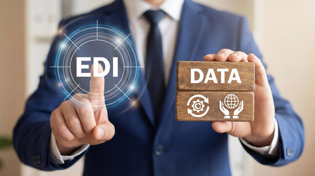EDI Electronic Data Interchange Concept. Digital information exchange software system. new EDI