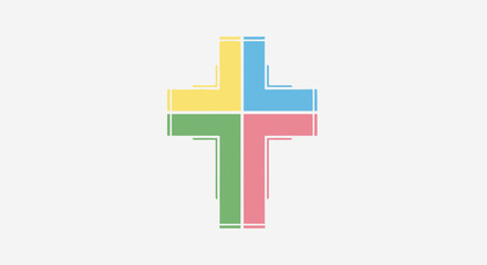 Obraz premium Simple Easter Church Cross Symbol Flat Vector Illustration