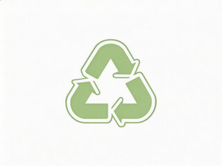 Obraz premium A green recycling symbol appears centered on a plain white background.