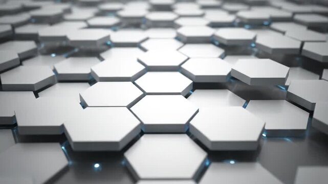 Abstract Hexagonal Grid Motion Background with Blue Lights