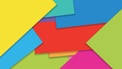 Overlapping geometric shapes of various bold and bright colors © Franky