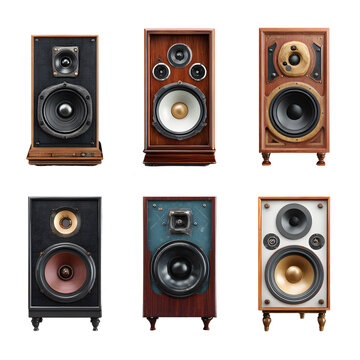 Professional Collection of Vintage and Modern Loudspeakers for Multimedia Presentations and Audio Systems