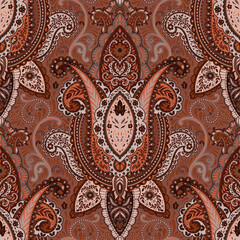 Vintage Damask Paisley Pattern In Chocolate