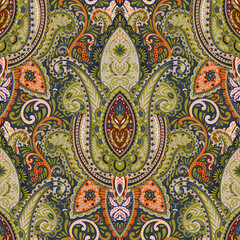 Vibrant Folk Paisley Floral Garden Print