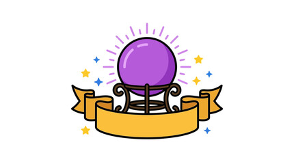 Mystical Crystal Ball with Ribbon Banner for Fortune Telling and Psychic Reading