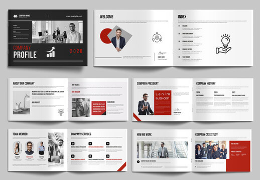 Modern Company Profile Landscape Brochure Template Design