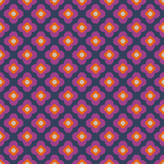 Bold Magenta Retro Geometric Damask Pattern