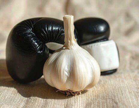 Garlic bulb with black garlic cloves.