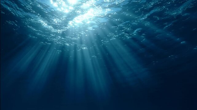Underwater Scene with Sunlight Filtering Through the Surface