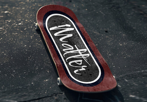 Skateboard Mockup With Motivational Message PSD