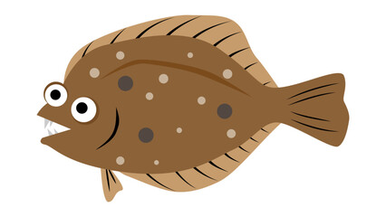 シンプルでかわいい鮃（ヒラメ）のイラスト　食べ物・魚のベクター素材