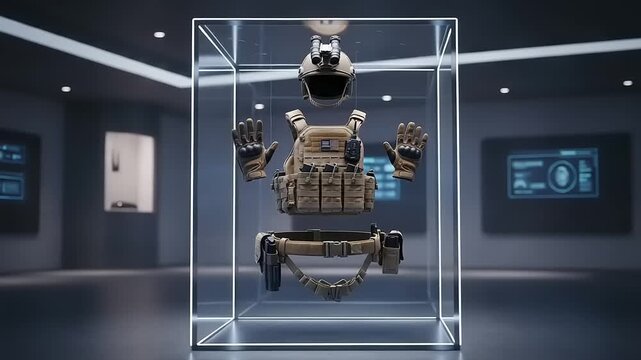 Robot Displayed in Modern Glass Enclosure.