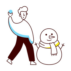 Obraz premium Hand drawn style illustration showing snowman