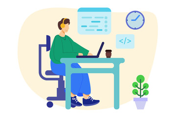 man working on computer