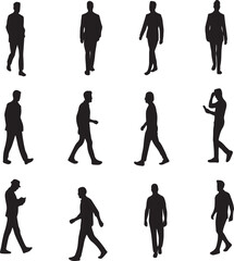 Fototapeta premium Diverse silhouettes of people engaged in various activities and postures