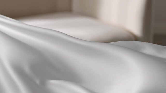 The visualization is in the form of white cloth that has a soft and wavy texture, giving an elegant and flowing impression. Progress shows the part of the content that is currently playing.