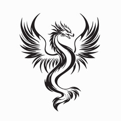 Obraz premium Fantasy Majestic Dragon with Extended Wings Vector Design